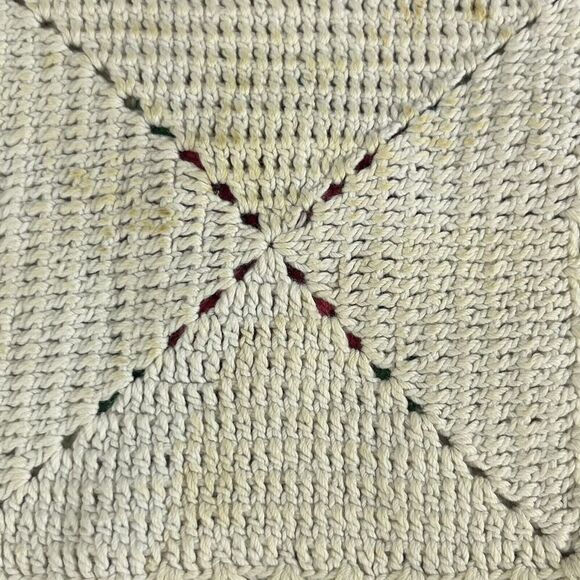 Vintage Lot of 3 Crochet Granny Squares Blanket Afgan Squares Pink & Red Flowers - Picture 11 of 11